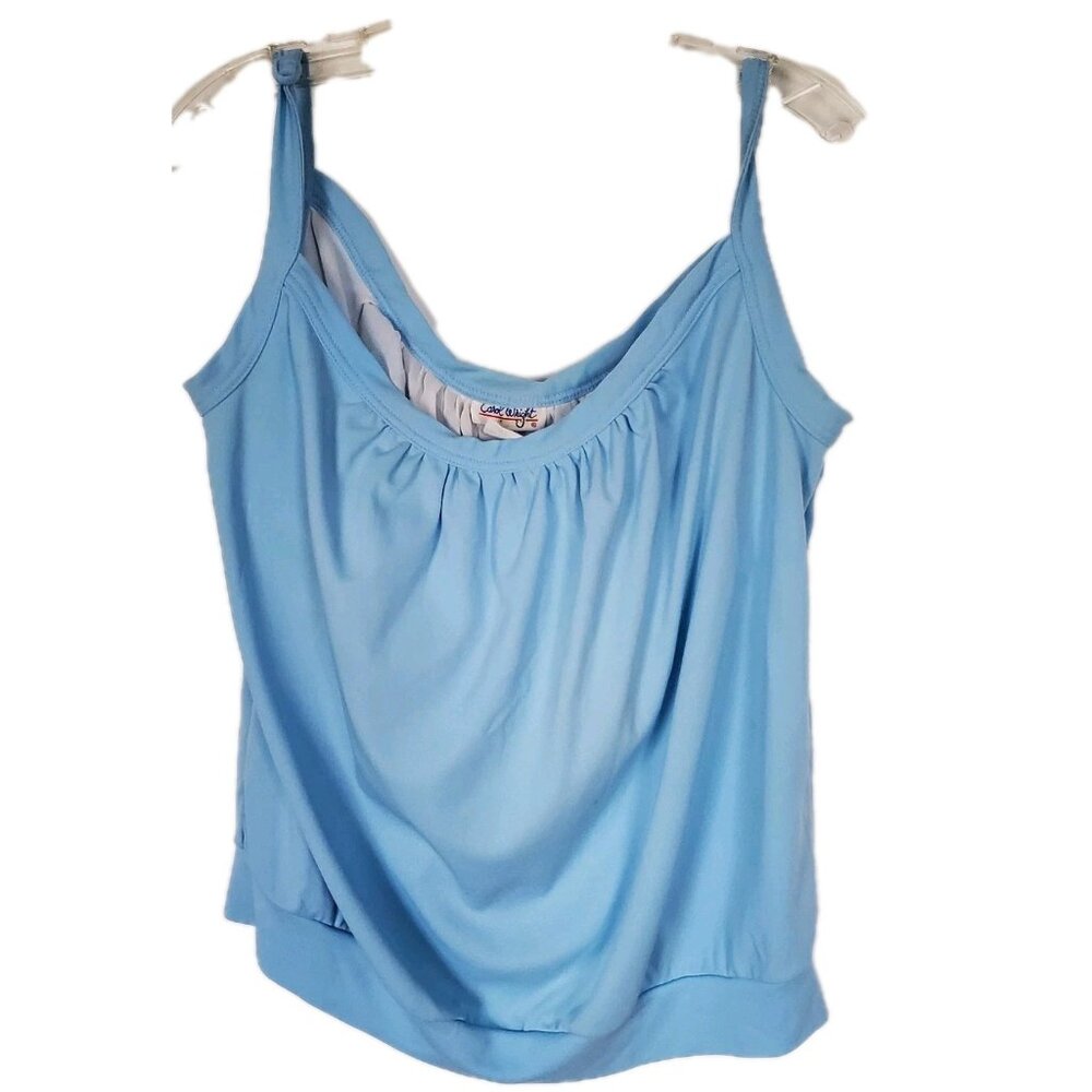 Vintage 80s Lined Blue Tank/Swim Top Size XL